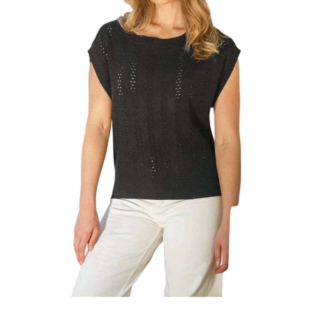 NEW RED HAUTE oversized pointelle tee in black